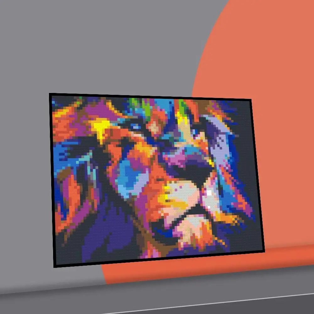 

S031 Lion Action Figure 7200PCS Photo Custom Pixel Art Mosaic Painting Design Creative Building Block Decoration Creative Mural