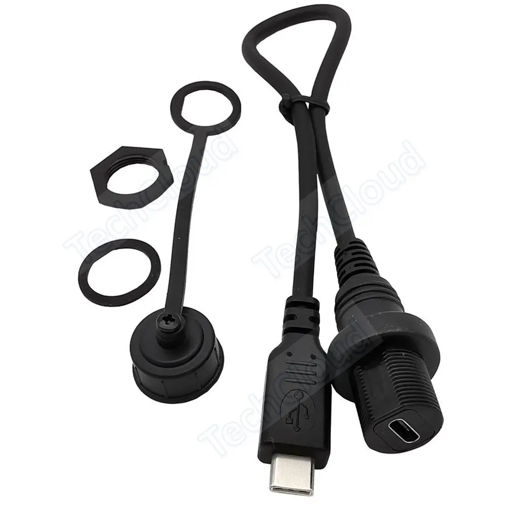 IP67 Water Proof Type-c Cable USB C Male to Female Panel Mount Connector Extension cord 30cm USB-C Waterproof Cable