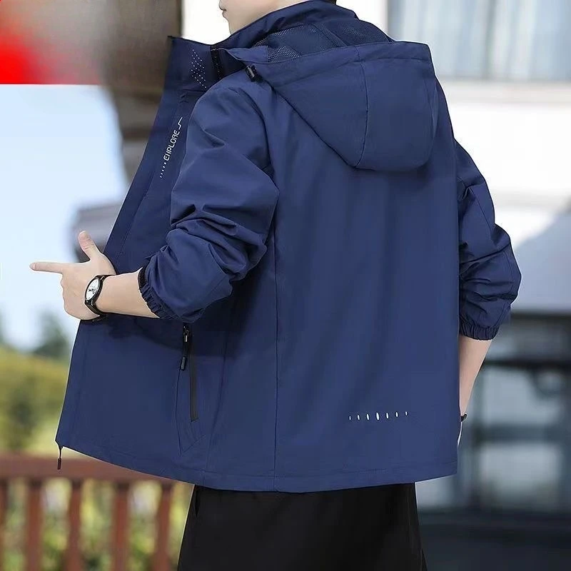 Men's Spring Autumn Casual Outdoor Jacket Removable Hat Three-Proof Couple Style Standard Fit Youth Outerwear Zipper Closure