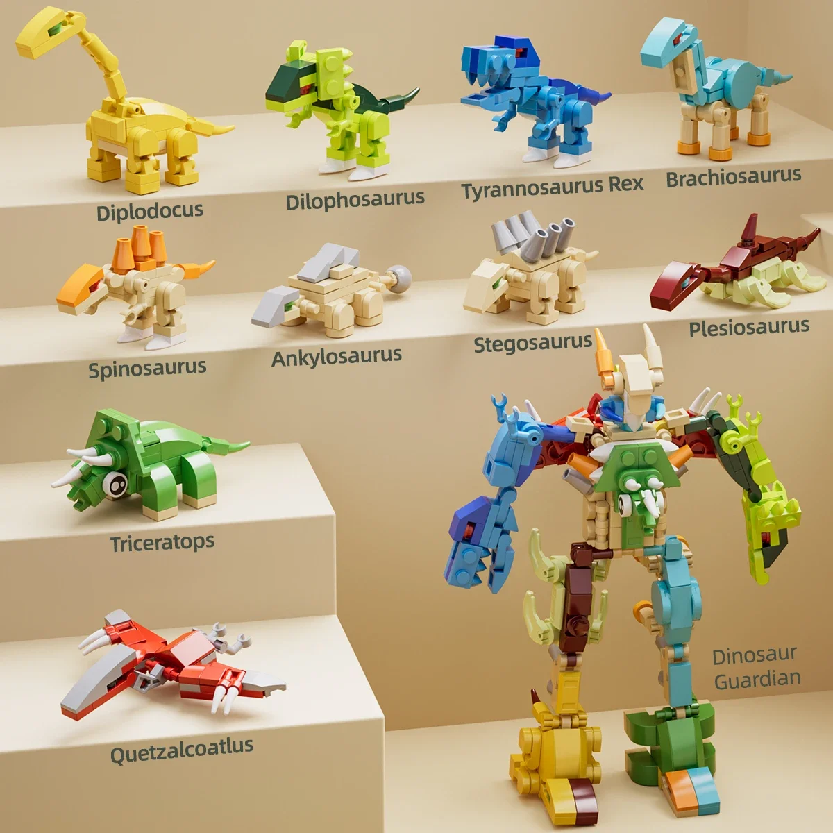 Blocchi di dinosauro trasformabili 335 pezzi fai da te serie di robot creativi giocattolo per bambini puzzle animale blocchi di costruzione regalo di compleanno