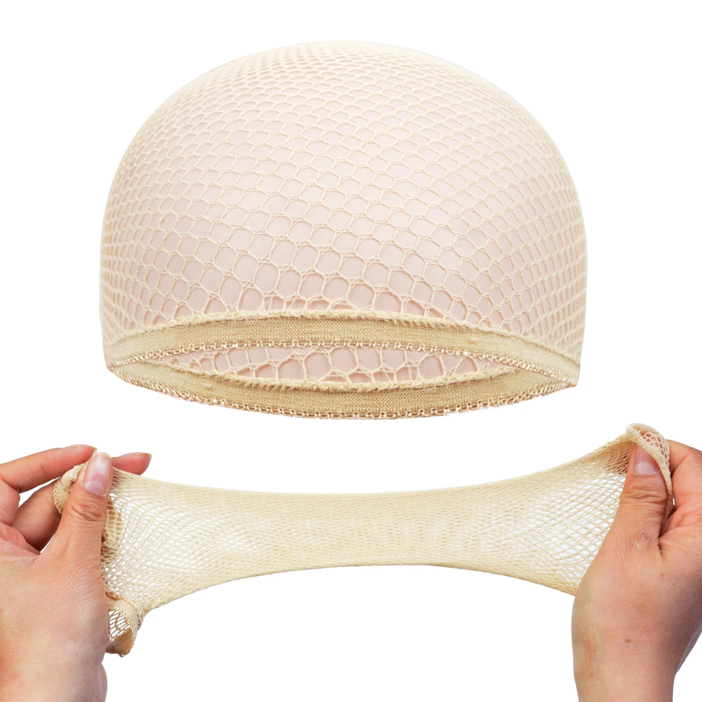 Big Hole Wig Cap Elastic Edge Nylon Mesh Wig Liner Hair Nets Mesh Stocking Caps Stretch Open Ended for Wig Human Hair Extension