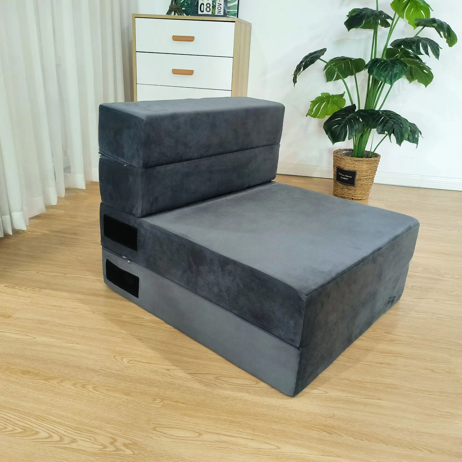 Customized multi-sitting folding sofa bed backrest cushion removable and washable high-density sponge Velcro indoor bed