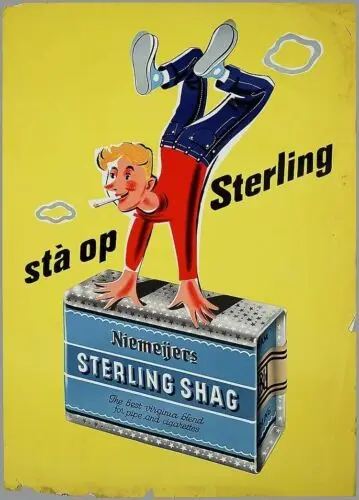 1p,Sta op Sterling Shag retro cigar ads poster  wall art decor