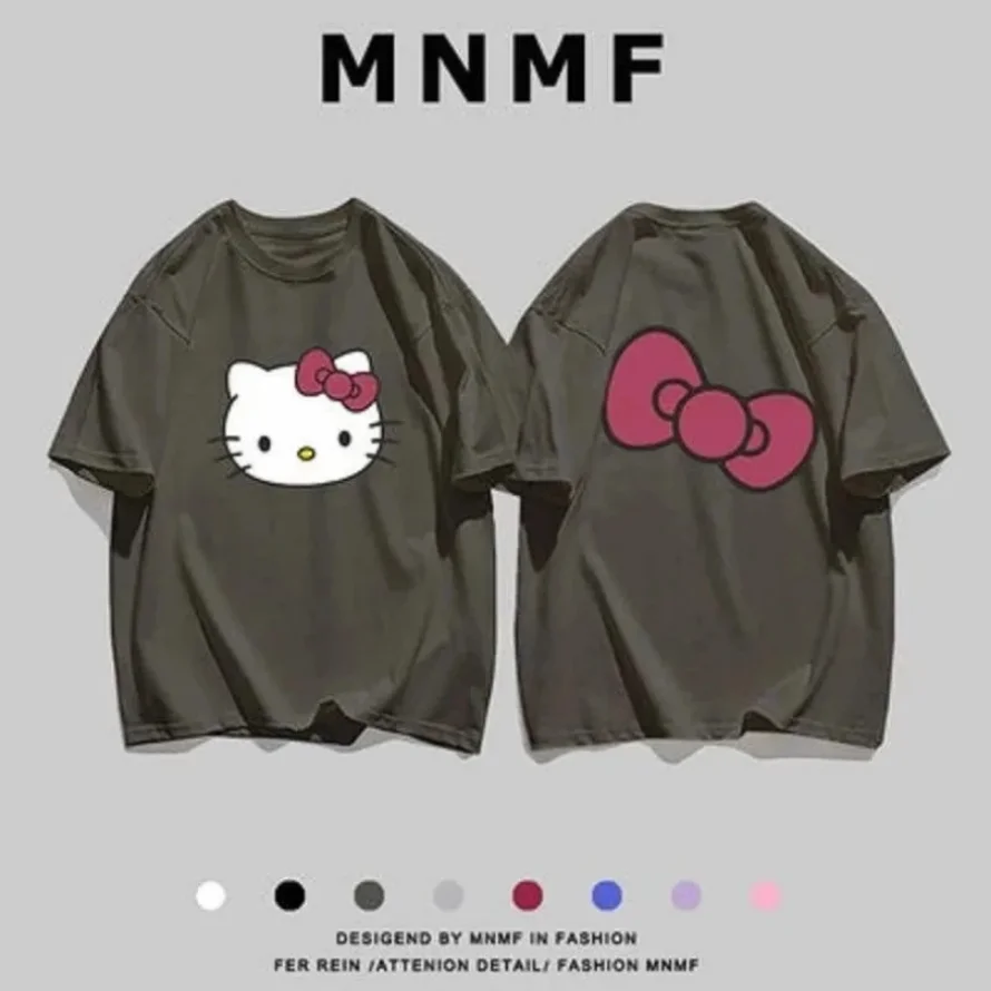 Hello Kitty New Spring and Summer Children\'s Cartoon T-shirt Girls Cotton Breathable Bottoming Shirt Boys Casual Short-sleeved