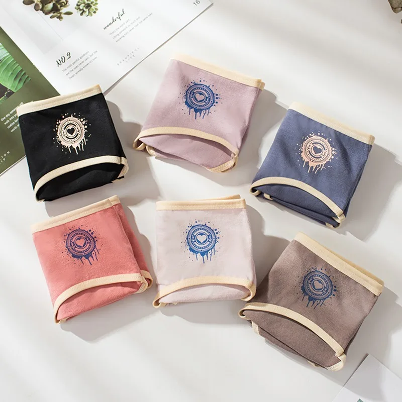 6 PCS Lot Women\'s Cotton Briefs Girls Simple Pure Cotton Underwear Female Panties Culottes Femme M-XXL