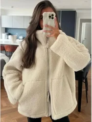 Autumn Winter Jacket Women Warm Fluffy Coat Female Elegant Fashion Faux Lambwool Outwear Lady Casual High Street Plush Jackets