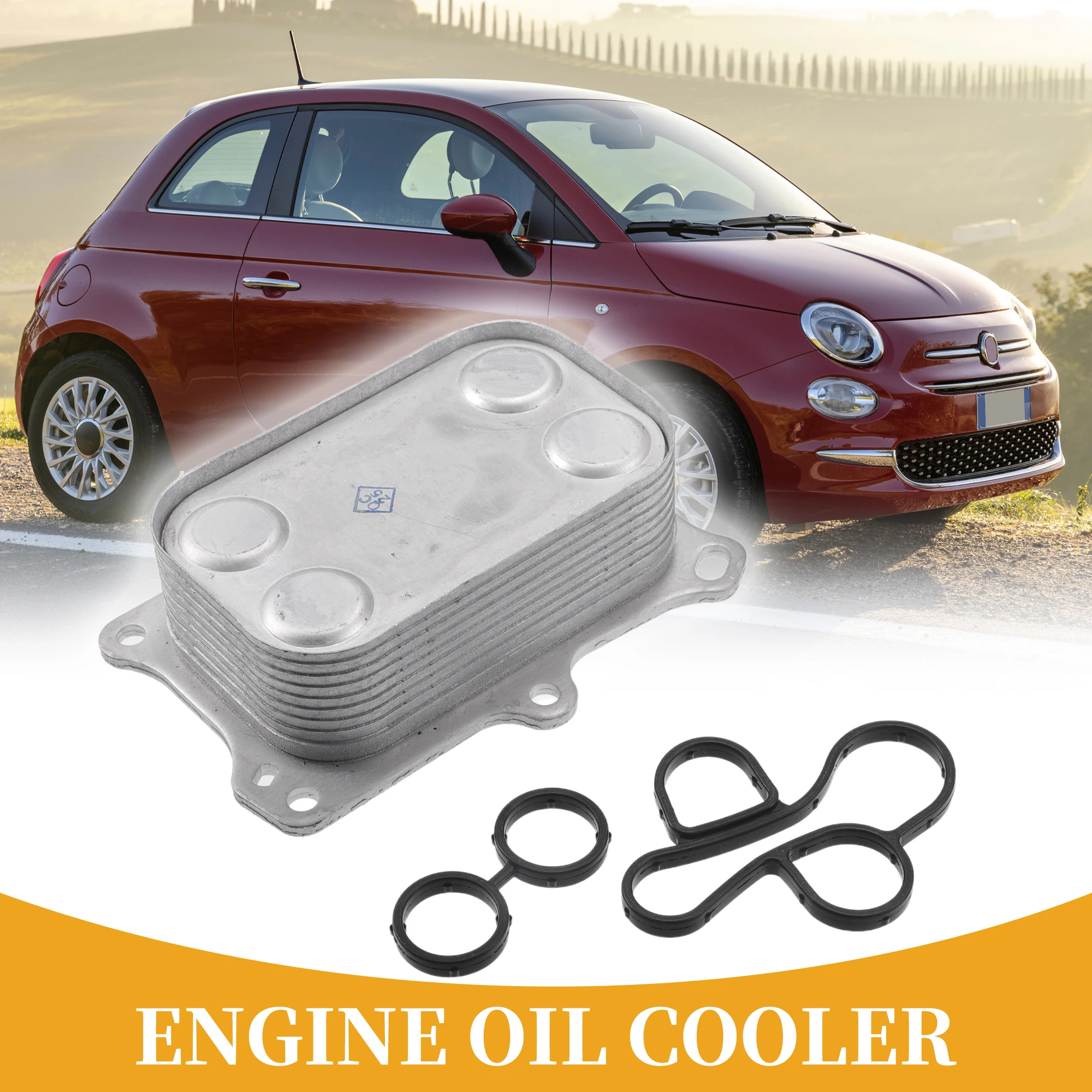 

Масляный радиатор двигателя UXCELL с уплотнениями для Fiat 500 No 55236756 Масляный радиатор трансмиссии