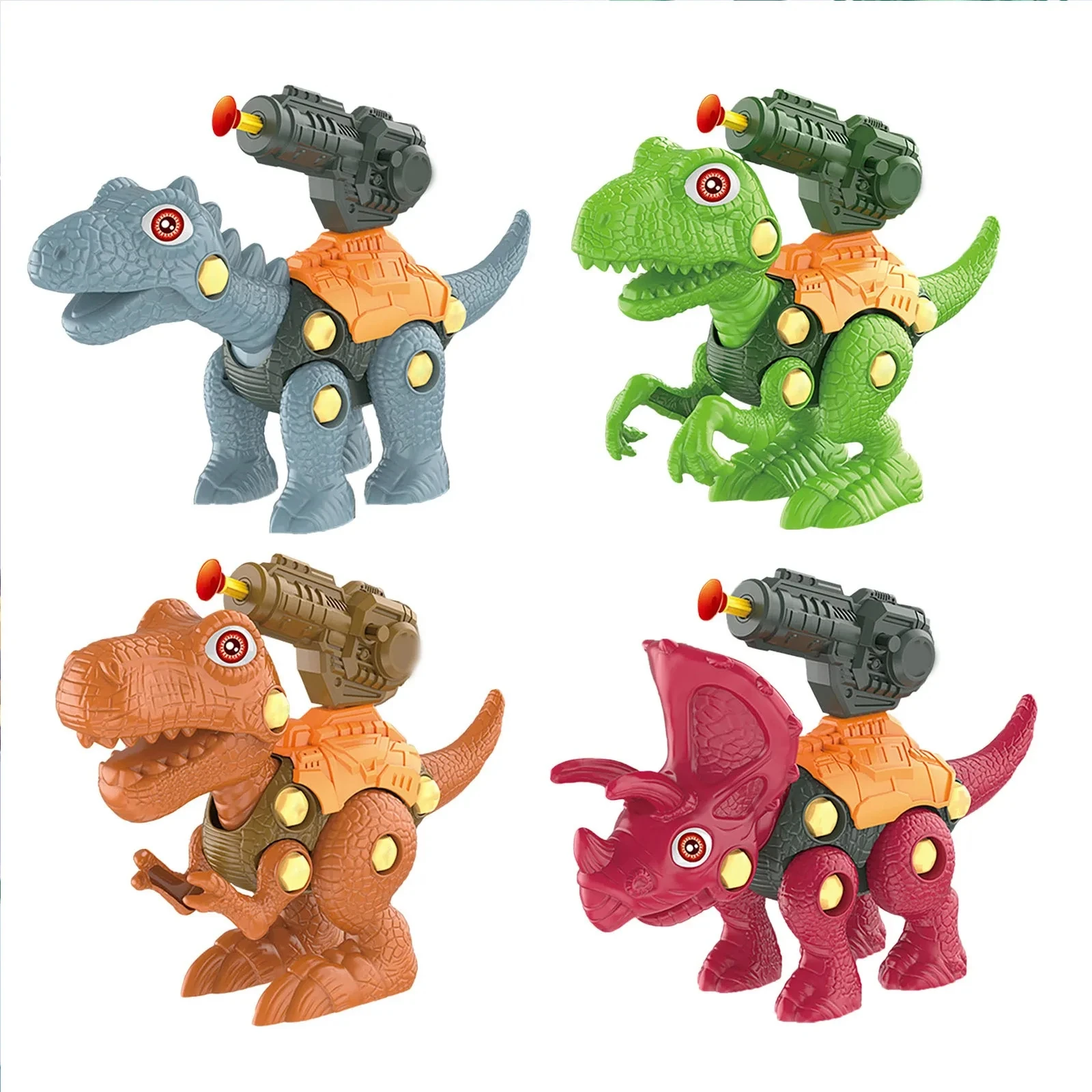 

Take Apart Dinosaur Toys Screw Plastic Brick DIY Construction Toy Set Shooting Launcher Building Blocks Disassembly Robot Model