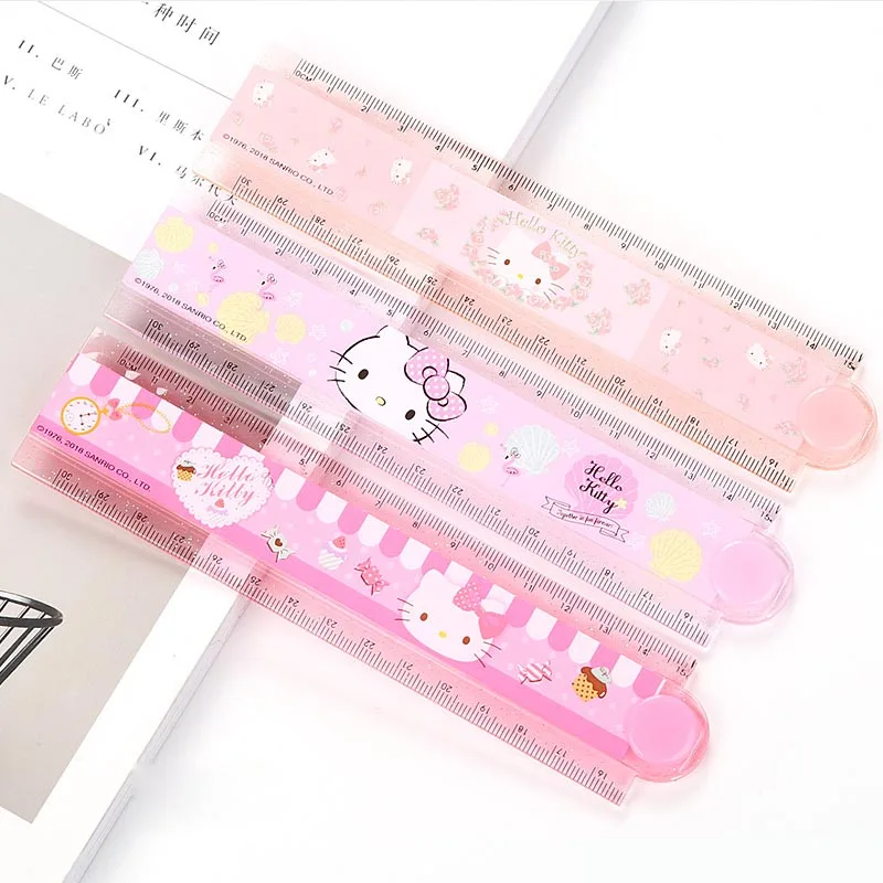 24pcs/lot Sanrio Kitty Foldable Ruler Creative Rulers Drawing Painting Tool Promotional Stationery Gift School Supplies