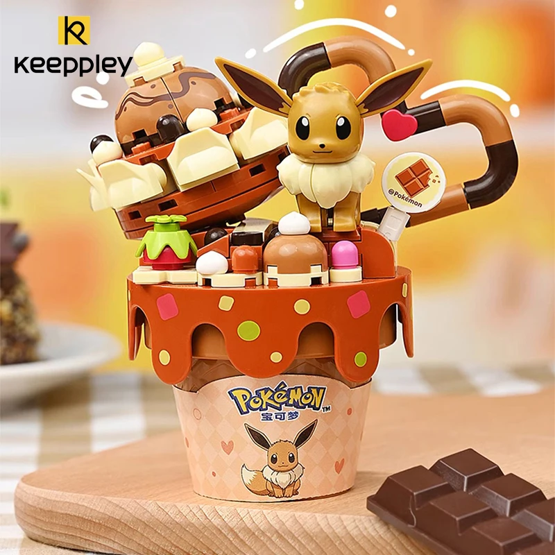 New Pokemon Building Block Original Pikachu Squirtle Model Puzzle Ice Cream Series Brick Game Decoration Children Toys Boy Gifts