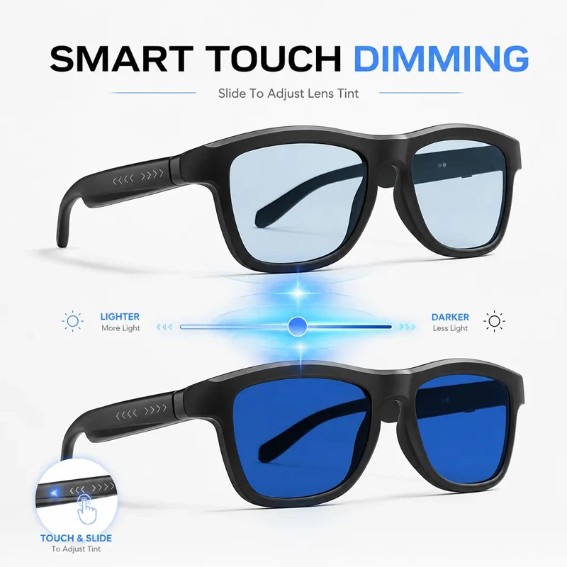Al Smart Intelligent Square Control Change Color Punk Sunglasses Men Women Steampunk Retro Eyewear Assistant Music Player Shades