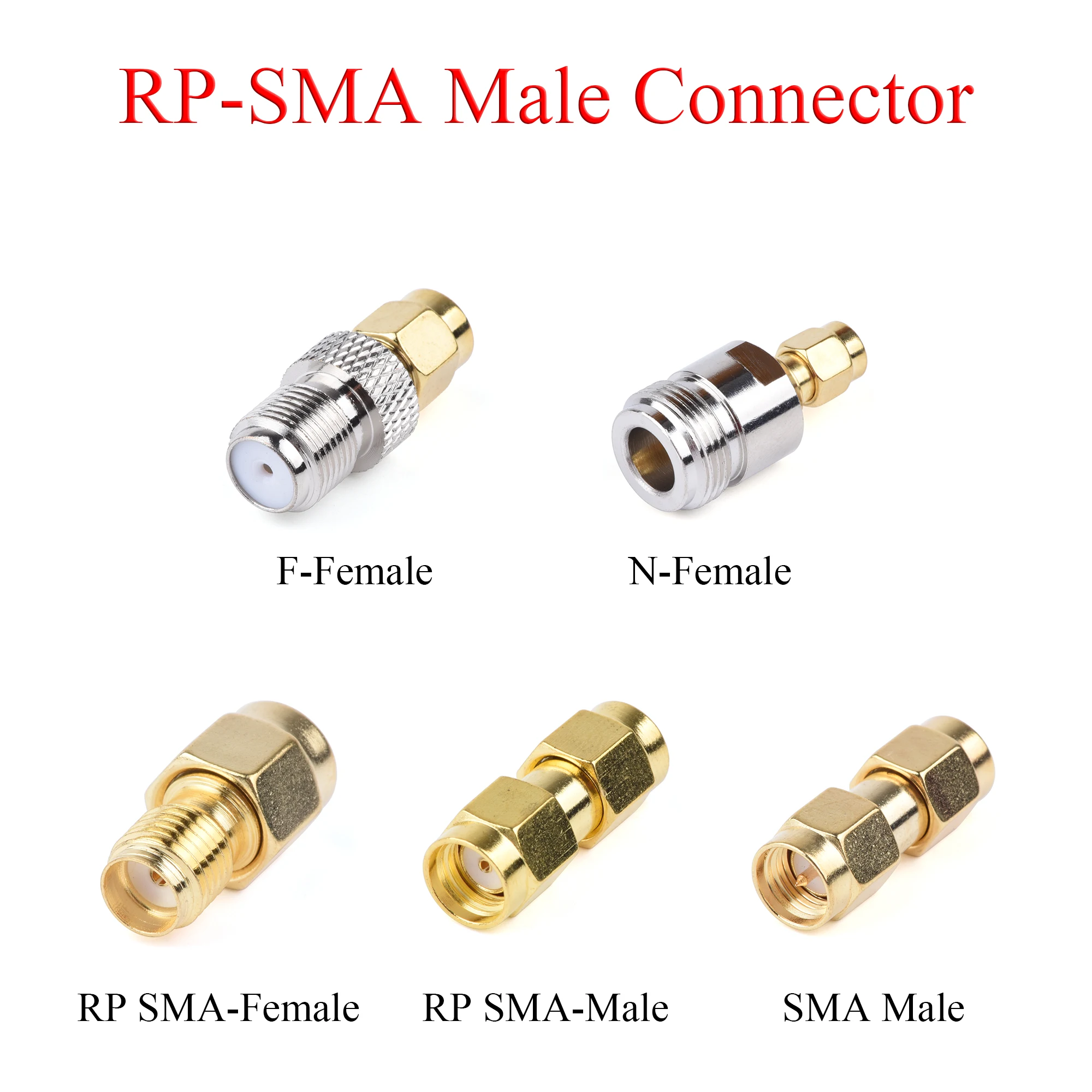 

5Pcs RF Coaxial Connector RP-SMA Male to SMA RP-SMA Male Plug / SMA N F Female Jack Adapter Use For TV Repeater Antenna