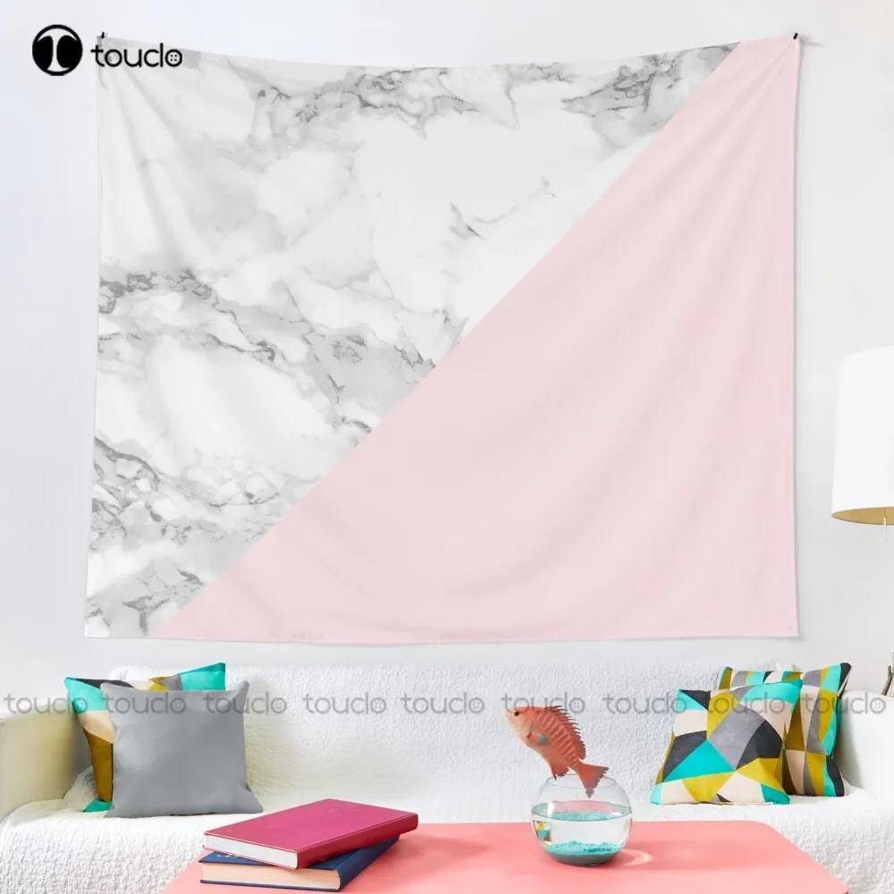 Marble + Pink Pastel Color. Classic Geometry. Tapestry Tapestry Wall Hanging For Living Room Bedroom Dorm Room Home Decor