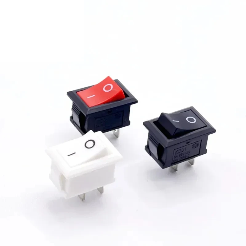 10PCS 15*21mm 2 Pin SPST ON/OFF Boat Rocker Switch 6A 250V KCD1 KCD1-101 Snap-in Black Rocker Switch