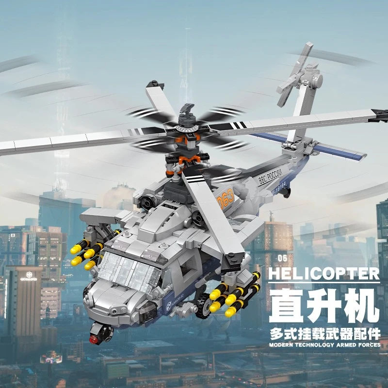 Klocki konstrukcyjne Helikopter Zabawka Edukacyjna dla Dzieci Prezent Zabawka Model Samolotu do Nauki dla Dzieci