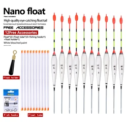 10PCS Floats Nano Bobber+10 Buoy Tubes+1 Bag Hooks River Lake Fishing Fresh Water Pesca Ice Fishing Tools Tackles Accessories