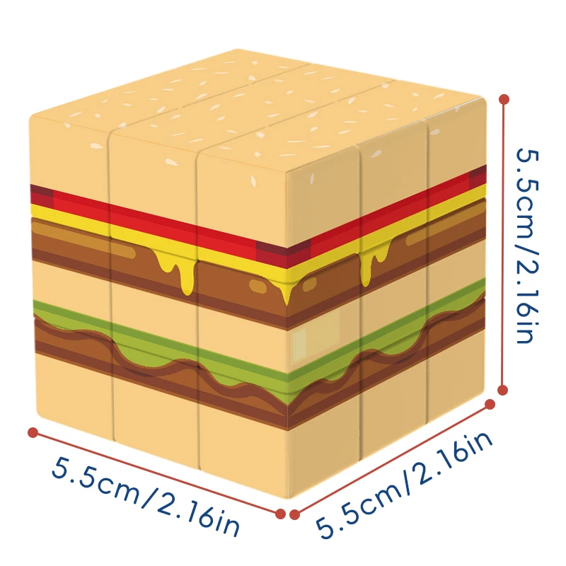 Cubo mágico 3x3x3 3d uv impresso hambúrguer alívio do estresse quebra-cabeça profissional jogo de velocidade suave brinquedo das crianças presente