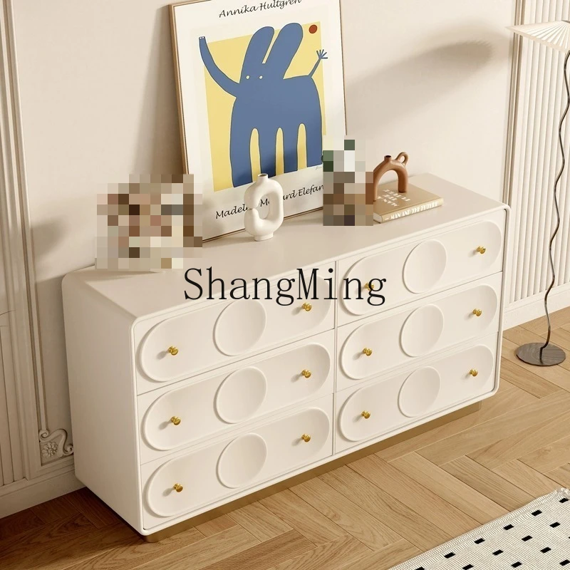 

ZYY Cream Wind Bedroom Solid Wood Six Dou Entrance Locker Living Room Storage Decorative Cabinet