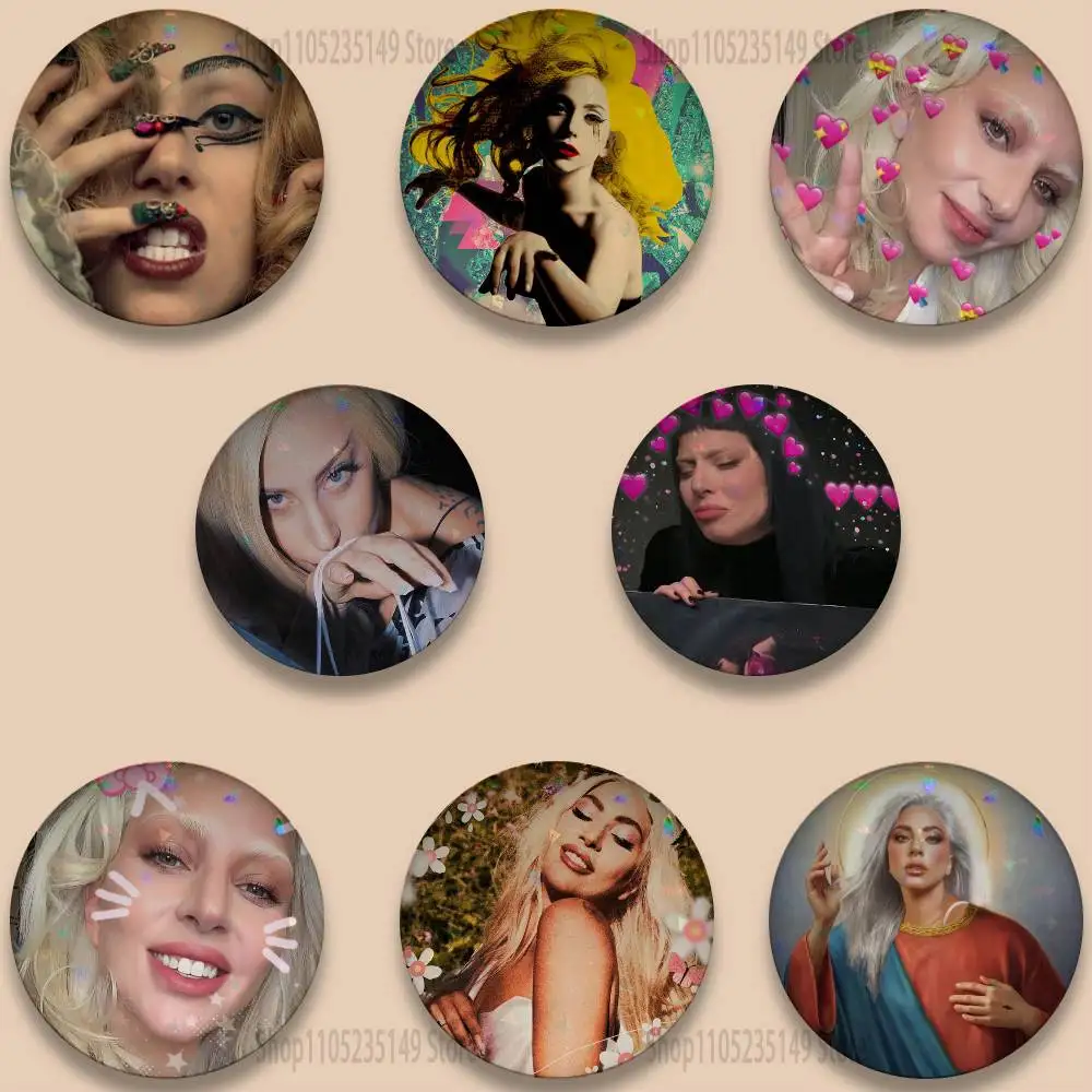 

Singer L-Lady Gaga 58 Cartoon Badge Stage Brooches on Backpack Clothes Handmade Round Enamel Pins for Jewelry Gift Bag Accessory