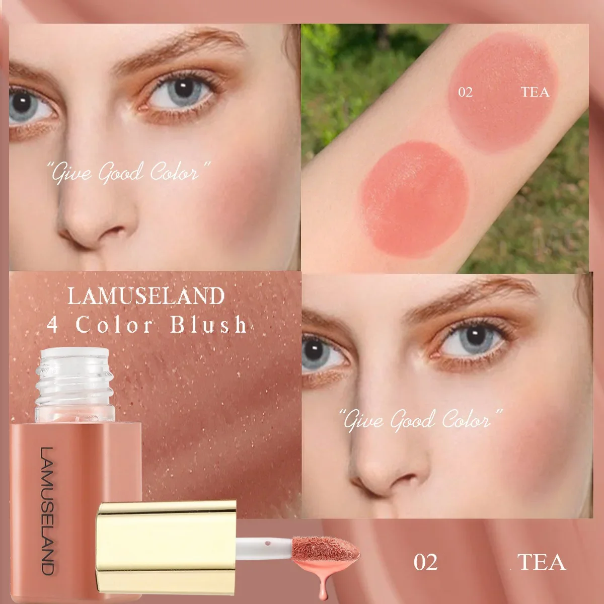 Liquid Blush Face Liquid Blush Lip Cheek Dual-use Natural Blusher Cream Cheek Tint Blush Long Lasting Waterproof Contour Makeup