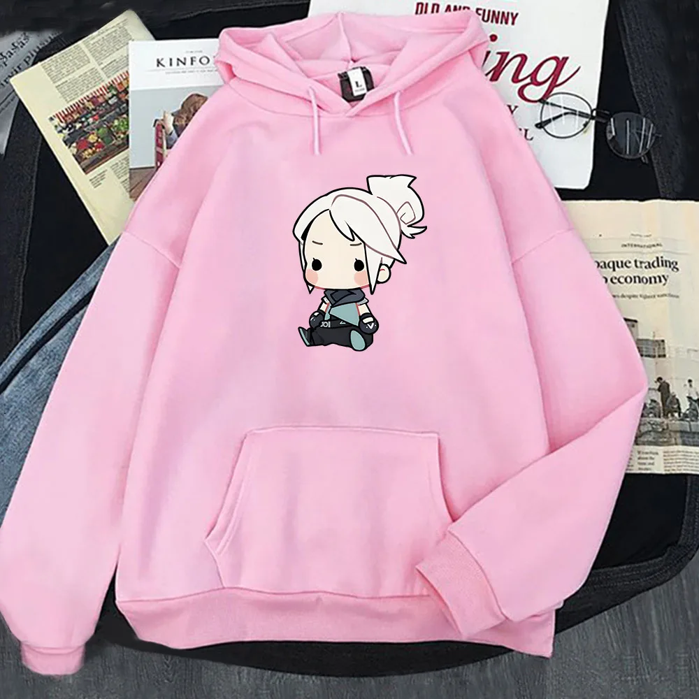 VALORANT Anime Hoodie Jett Streetwear Womens Oversized Sweatshirt Cute Cartoon Print Top Tracksuit Men Unisex Students Pullovers