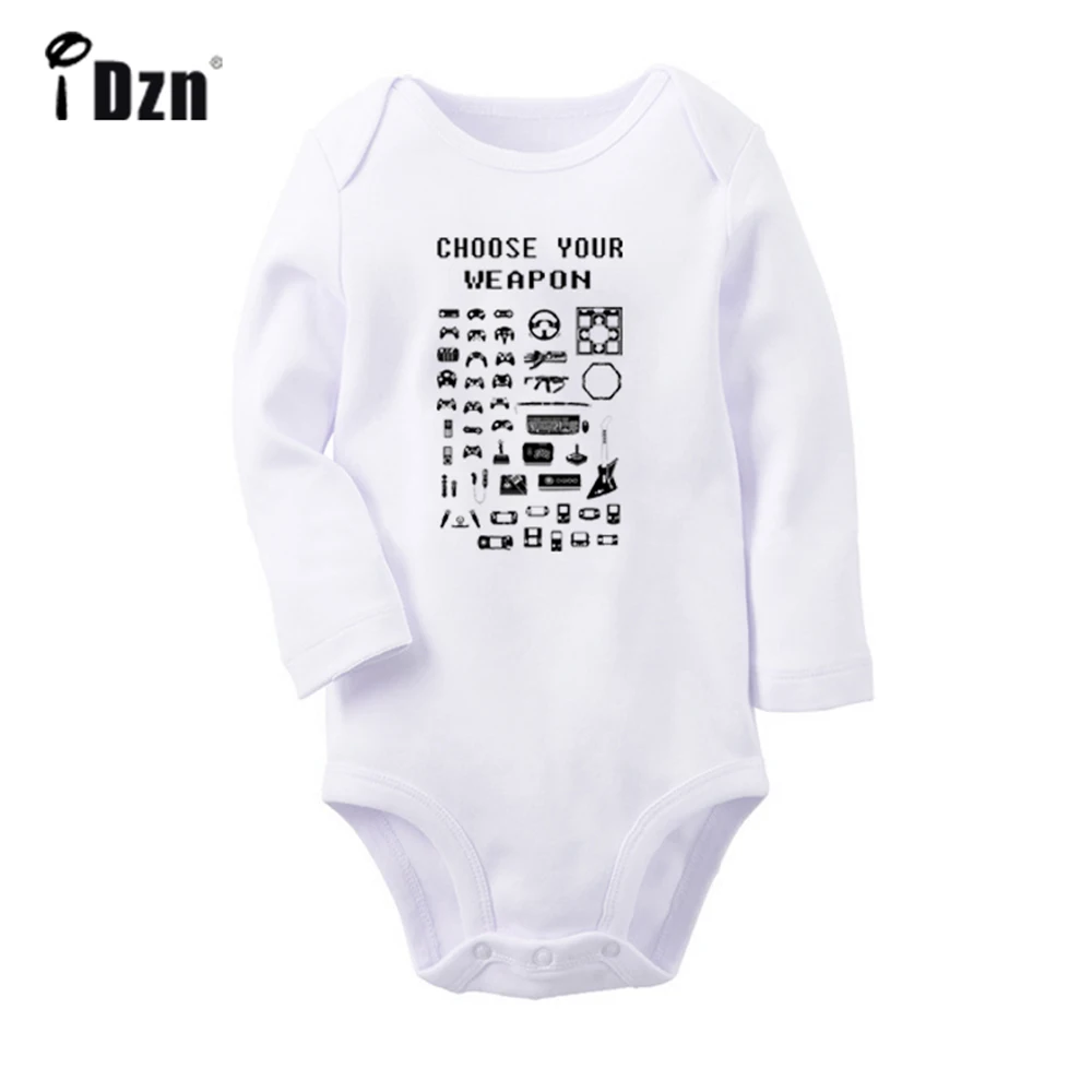 Choose your weapon musical instrument Cute Baby Rompers Baby Boys Girls Fun Print Bodysuit Infant Long Sleeves Jumpsuit Clothes