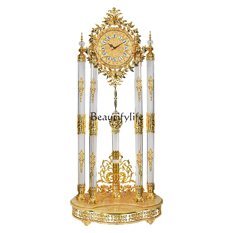 

Living Room European Style Villa Vertical Living Room Clock Light Luxury European Crystal the Grandfather Clock