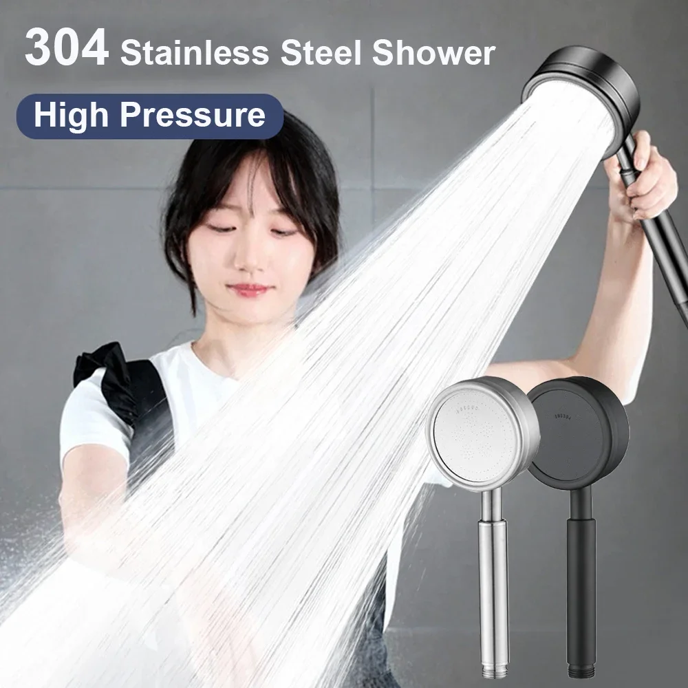 

Black Silver 304 Stainless Steel Shower Head High Pressure Handheld Sprayer Fall Resistant Showerhead Bathroom Accessories Ducha