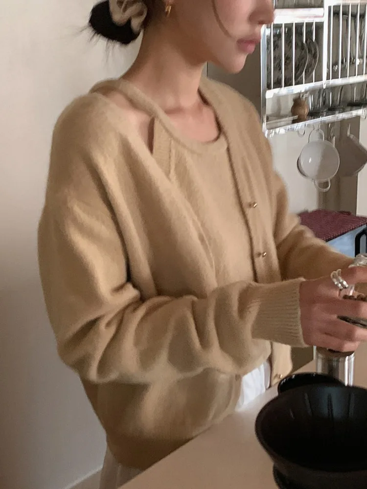 

Chic Knitted Long Sve Vest Women's Faion Casual Sle Autumn Winter Outerwear Medium Softn Other Fabric Campus Street...