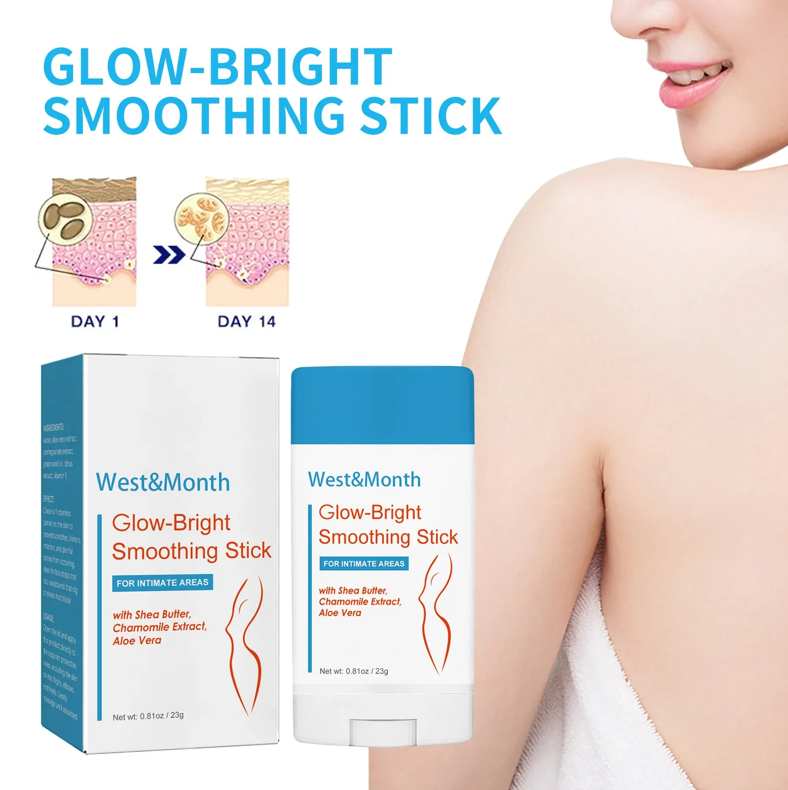 

West & Month Body Whitening Stick Fade Underarm Dark Joint Black Brightening Skin Moisturizing Whitening Skin Care Cream Makeup