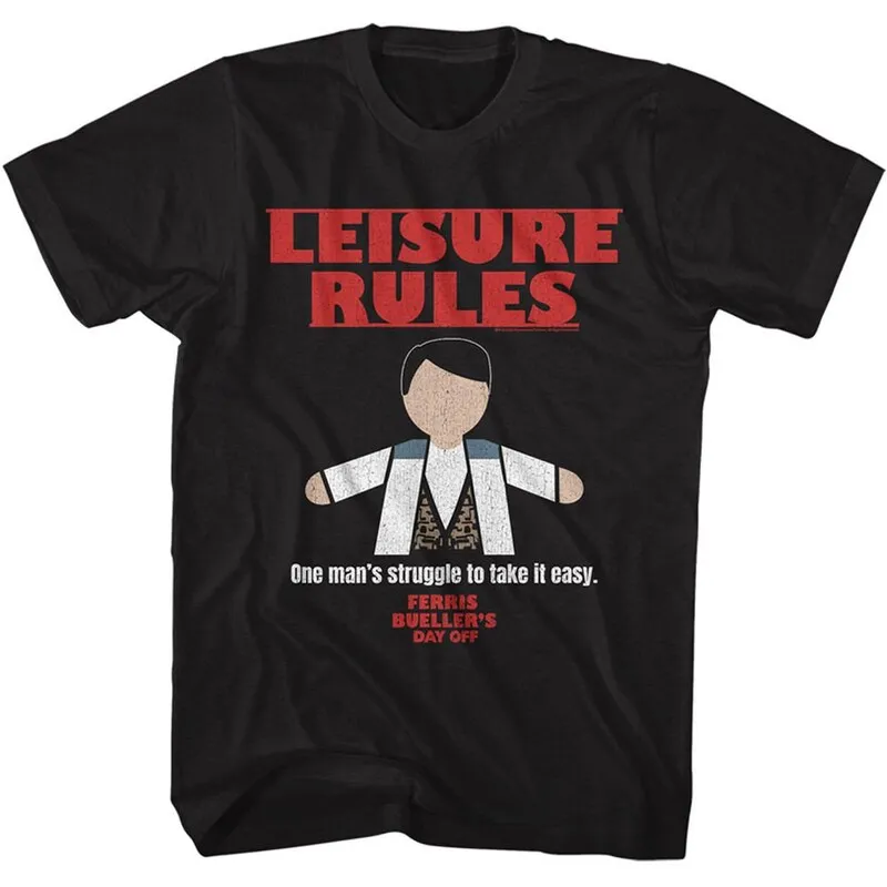 Ferris Bueller's Day Off Leisure Rules Black Adult T-Shirt