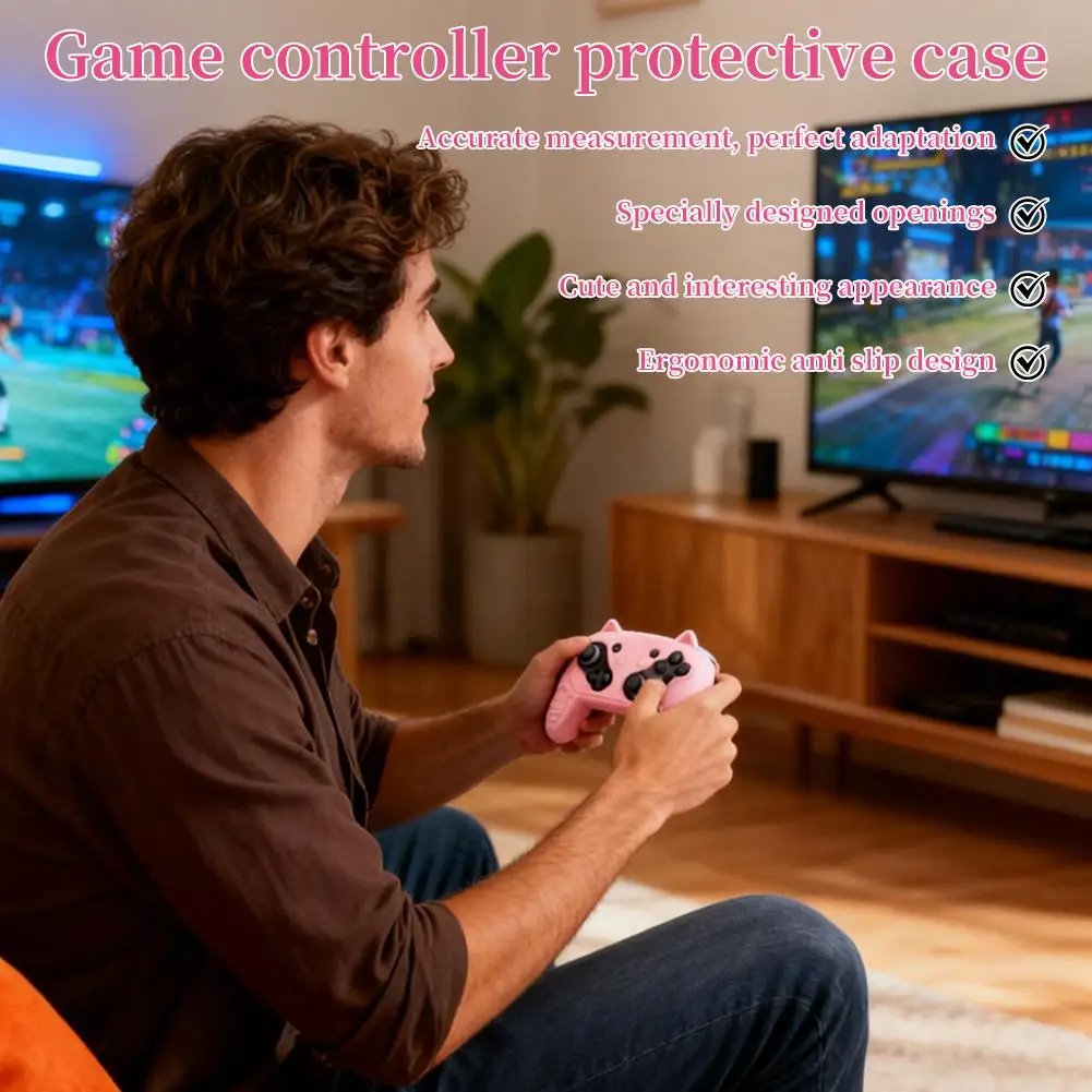 For Switch2 Pro Handle Silicone Protective Cover Cat Ears Cute Comfortable Cartoon With Joystick Cap Sticker Set For NS