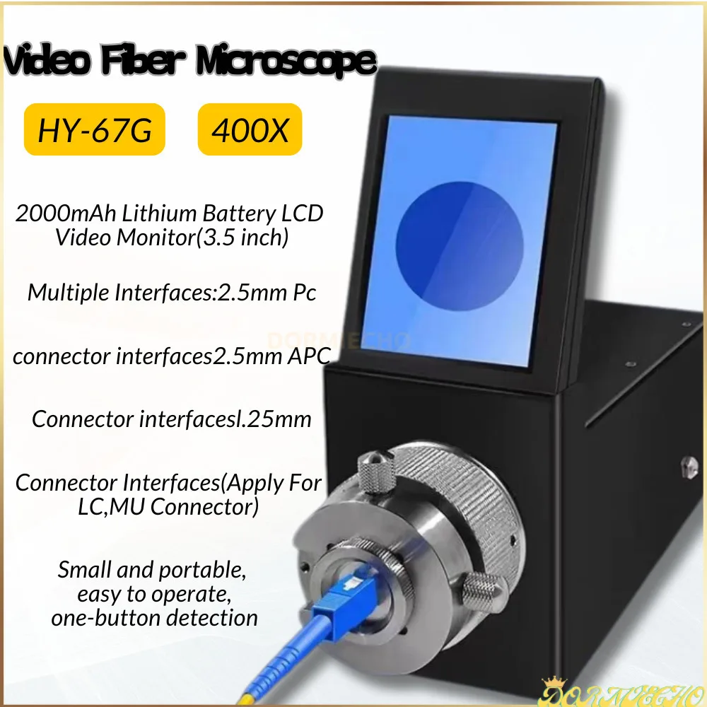 

HY-67G Mini Fiber Optic Microscope Rechargeable 400X Micro Video Fiber End Face Detector 2000Mah Long Standby Mode