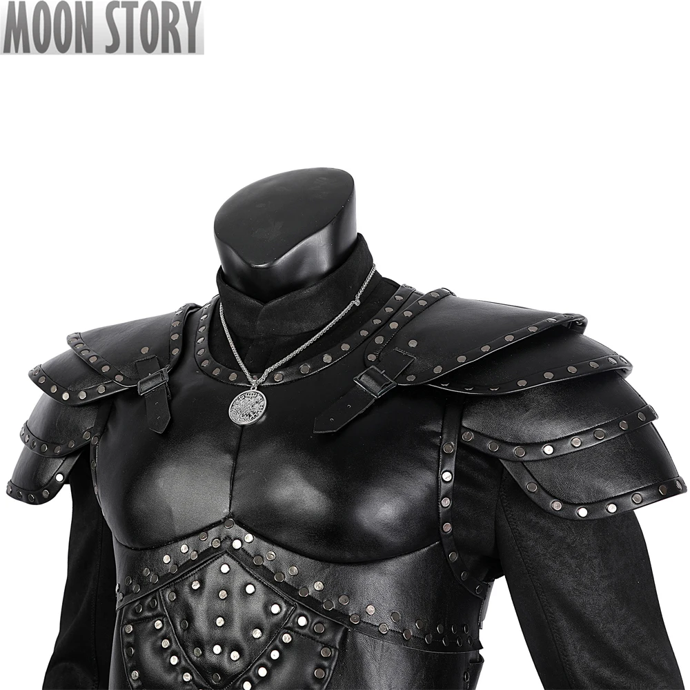 Witcher 2 supereroe Geralt Costume Cosplay uomini adulti tuta da battaglia in pelle nera uniforme di Halloween Wizard armor Set completo