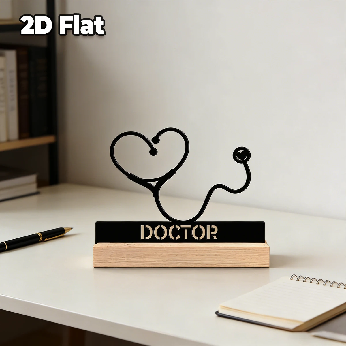 1pc Customizable Metal Desktop Ornaments Customizable Name With Wooden Base Holiday Gifts for Family and Friends