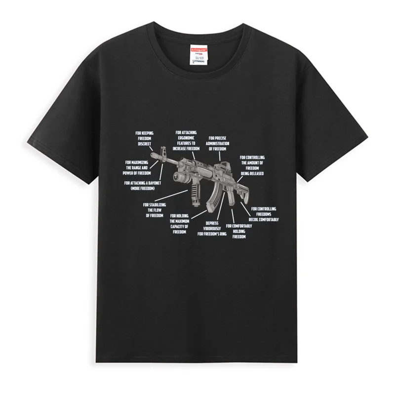 

2024 new Gun Sematic Diagram Top T-shirts Plan Sket Illustration Men Summer Cool T Shirt Black Fitness Tees For Male