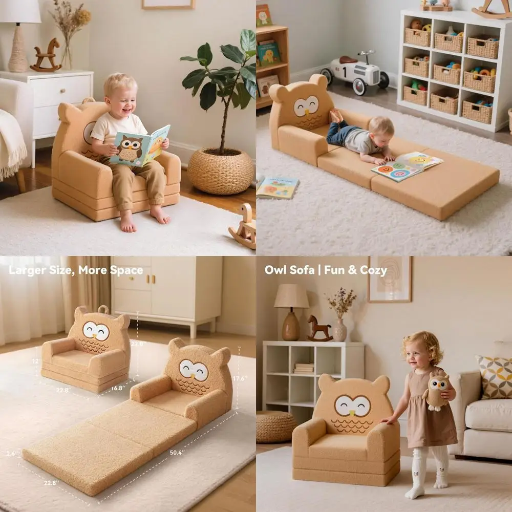 

Трансформируемый диван-лежанка в виде совы для малышей от 3 лет, с моющимся чехлом, идеально подходит для игровой комнаты или как диван-кровать