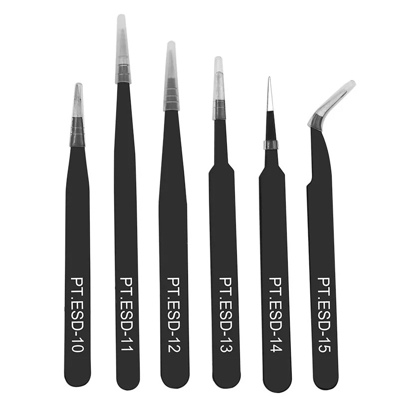 6 Pieces Per Set Anti-static Stainless Steel Tweezers Tool for Eyelash Extension Supplies Makeup Tools