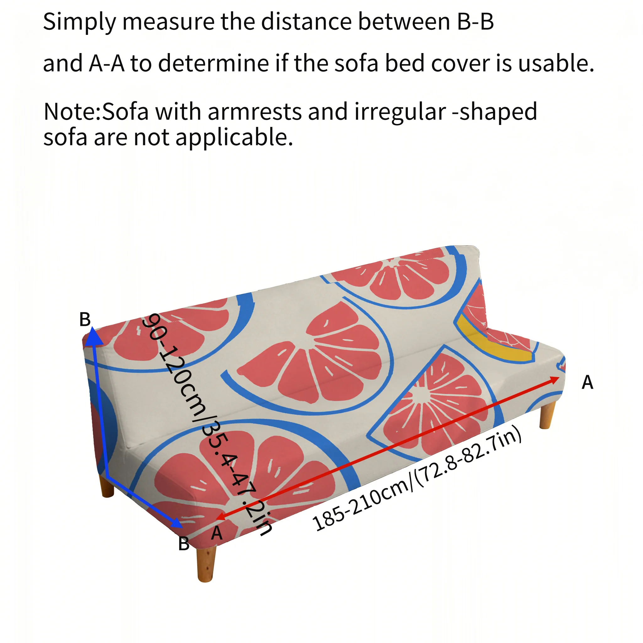 Armless Elastic Sofa Bed Cover, Living Room Home Decoration, Refreshing Summer Fruit Pattern