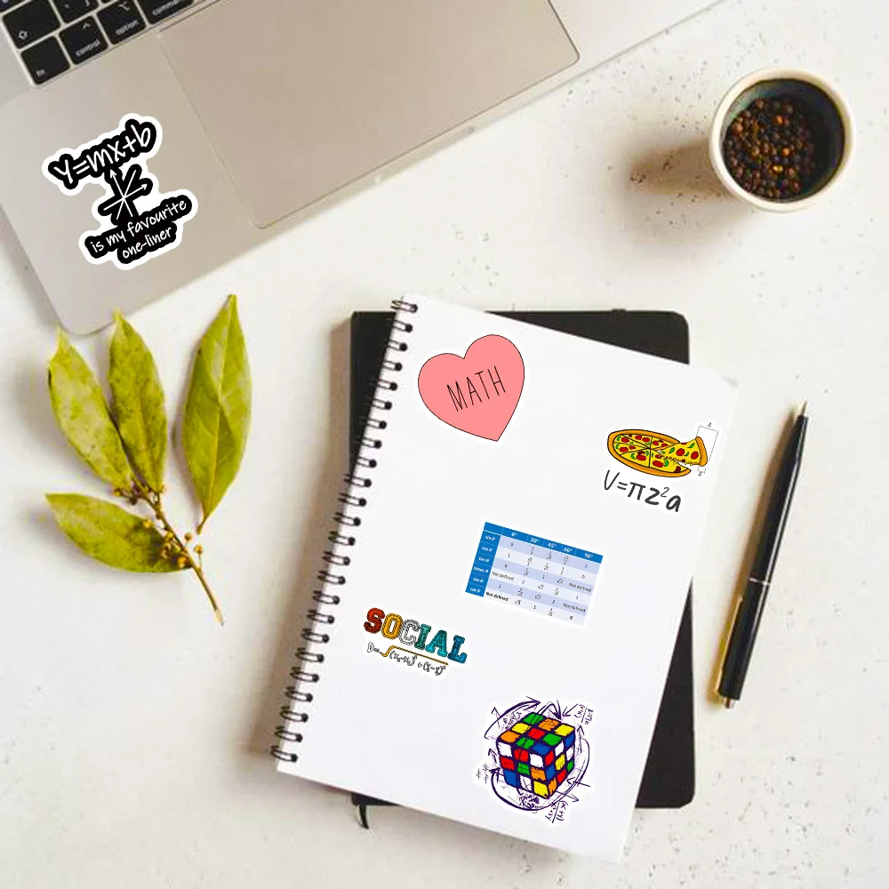 50 Pcs Math Stickers Reward Cartoon Waterproof Vinyl Decals for Skateboard Water Cup Laptop Notebook image 6