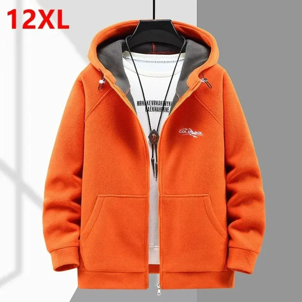 

Autumn Winter Thickened Fleece Coat for Men's Trendy Fatty Hooded Plus Size Warm Fleece jacket Fat guy 190kg 12xl 11XL 10XL