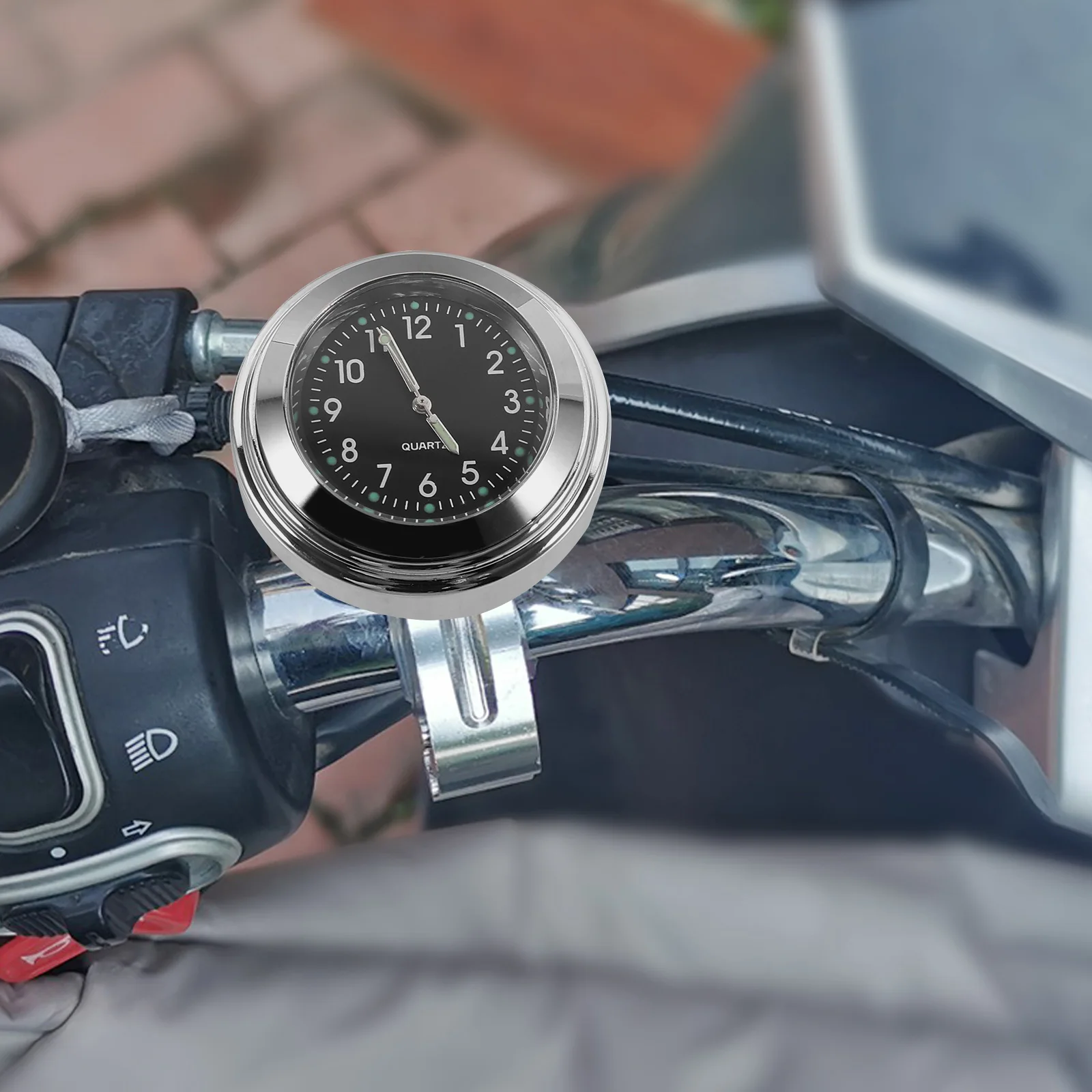 

1 pc Aluminum Alloy Motorcycle Handlebar Clock Dustproof Quartz Bike Temperature Meter Easy Mounting for Accessories