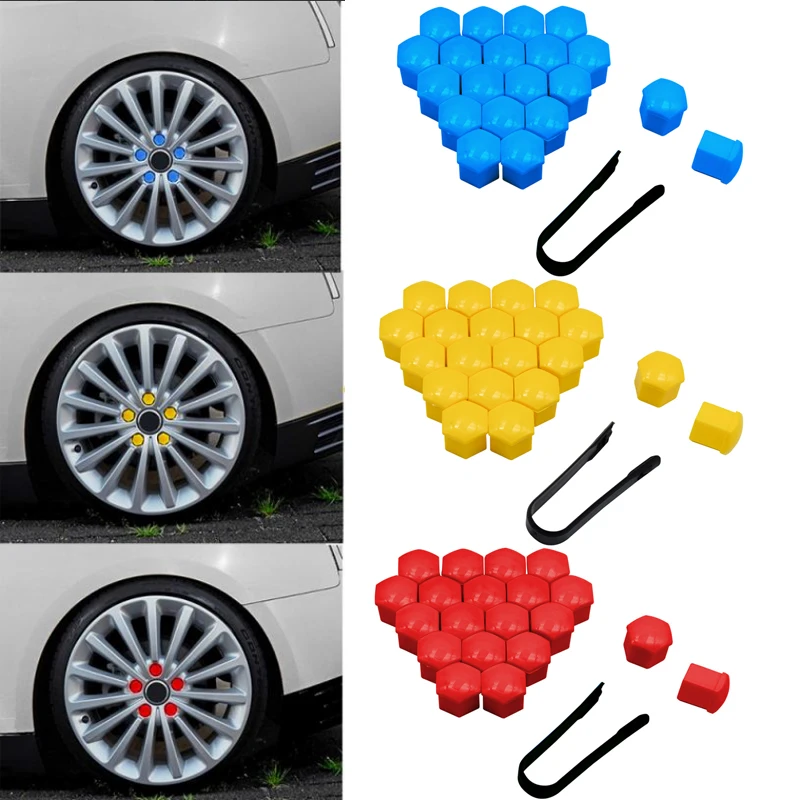 New20Pcs 17/19/21mm Car Wheel Nut Bolt Head Cover Cap Protective Bolt Caps Exteriors Decoration Protecting Bolt Rims Screws Plug