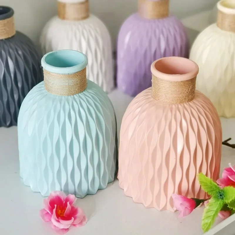 1pcs Vase Flower Imitation Ceramic Plastic Flower Vase Flower Basket Nordic Style Home Decorations Wholesale