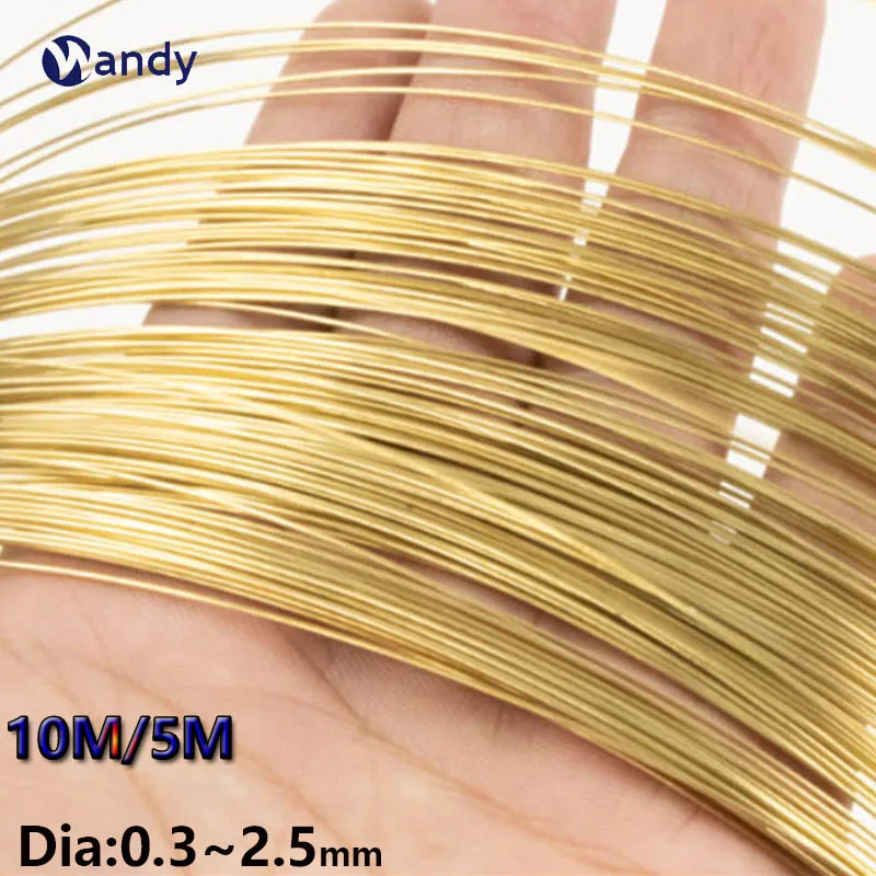 5/10Mmeters Solid Brass Wire H62 Round Wire Diameter 0.3 0.4 0.5 0.6 0.7 0.8 1 1.2 1.5 1.8 2 2.5mm DIY Copper Soft Wire