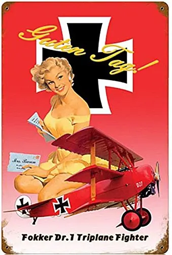 Fokker Pinup Girls Vintage Metal Sign - Victory Vintage Signs