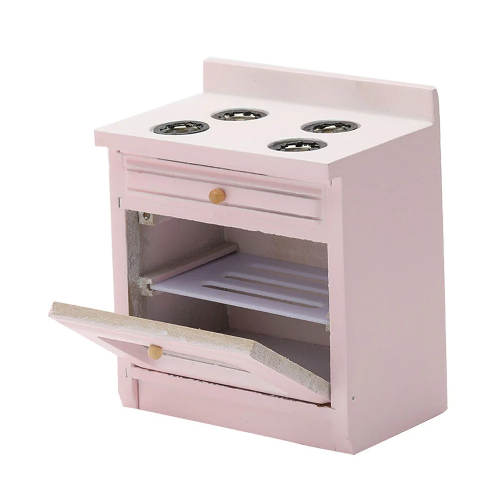 Mini Gas Cooktop Miniature Furniture Stove Toys Adornment Wooden Simulation Model Child House