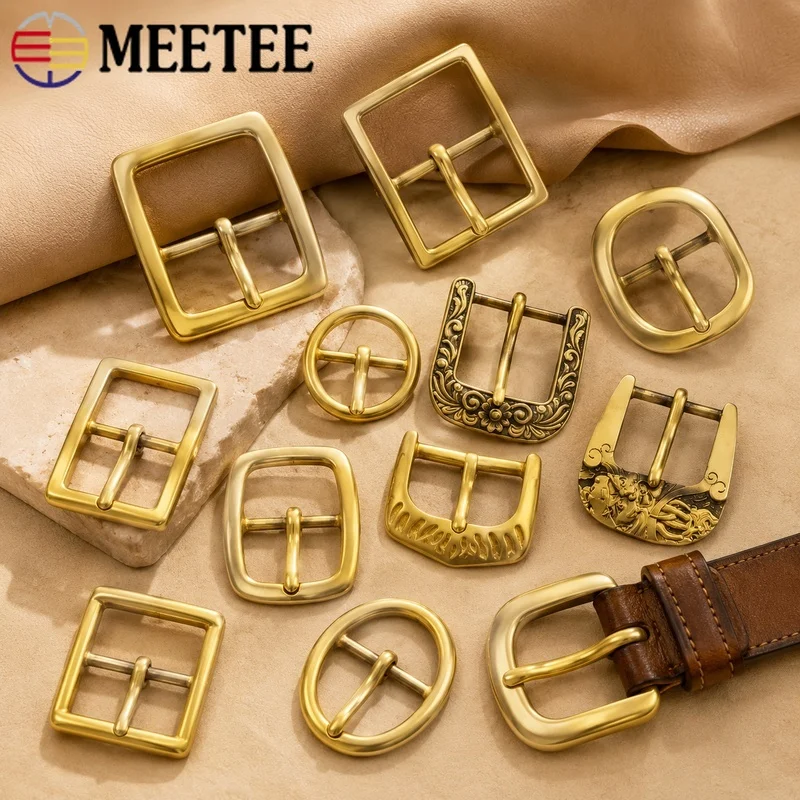 1/2Pcs 30-45mm Solid Brass Belt Buckles Single Pin Clasp Men's Waistband Head Jeans Leather Craft