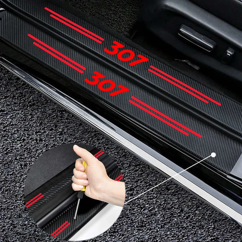 Car Door Threshold Protect Film For Peugeot 307 Decoration Film Decals Rear Trunk Bumper Anti Scratch Stickers Accessories