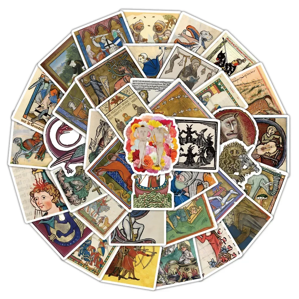 50 قطعة القرون الوسطى الرجعية ملصق فني نمط ملصق DIY بها بنفسك الهاتف المحمول الأمتعة سكيت الكتابة على الجدران الشارات متعة للطفل اللعب الهدايا #6